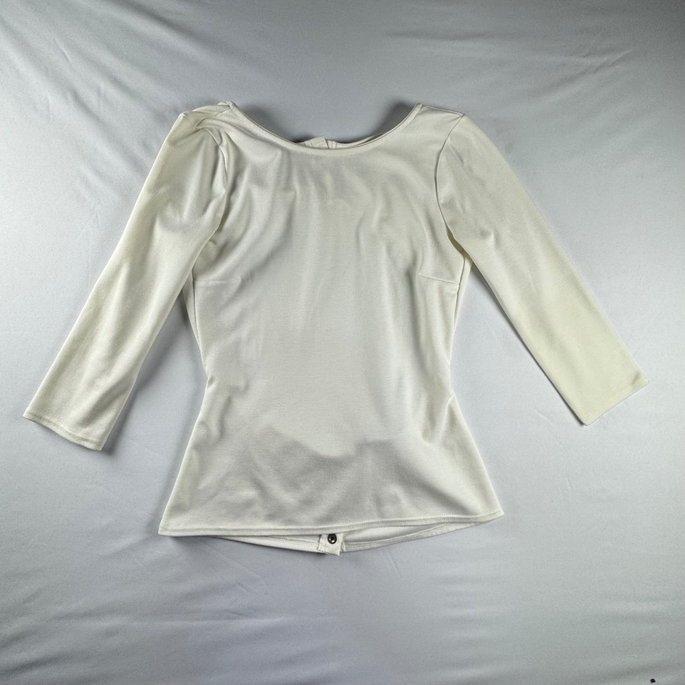 Nasty Gal Women White Open Back Cutout Snap‎ Button Long Sleeve Top Small